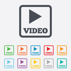 Play video sign icon. Player navigation symbol.