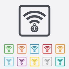 Wifi locked sign. Pass Wi-fi symbol. Wireless.