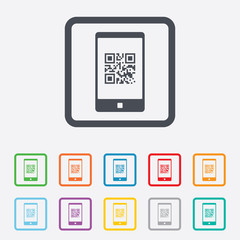 Qr code sign icon. Scan code symbol.