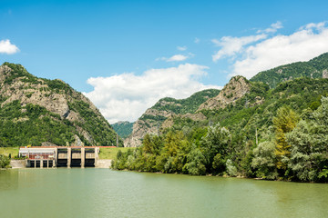 Dam On Olt River In The Carpathian Mountains