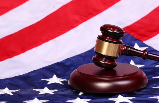 Judge Gavel and American Flag