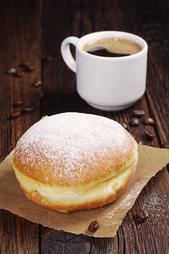 Berliner Donut With Coffee