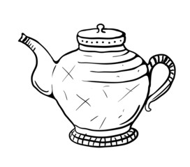 Teapot sketch, vector illustration
