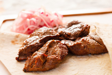 Grilled kebab meat