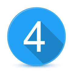 Blue 4 flat icon button with long shadow