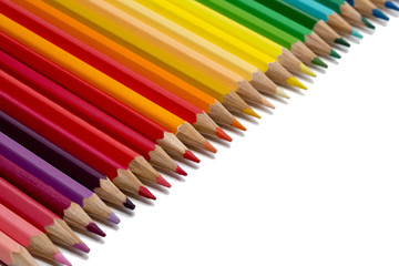 Color pencils on white background
