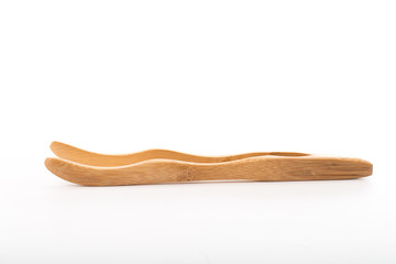 Wood spoon isolated placed