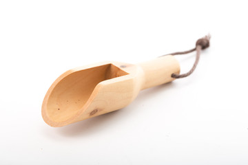Wood spoon isolated placed