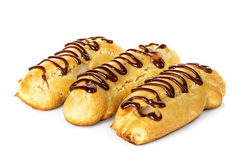 Chocolate eclairs isolated on a white background