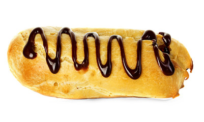 Chocolate eclair isolated on a white background