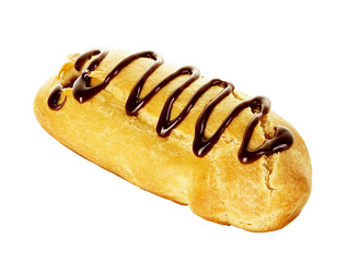 Chocolate eclair isolated on a white background