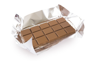 Chocolate bar with foil
