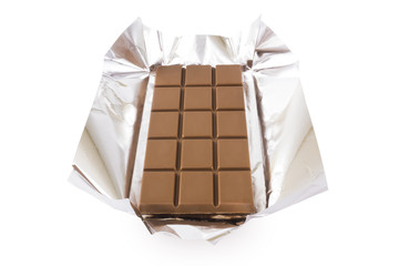 Chocolate bar with foil