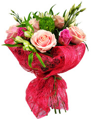 Fototapeta premium Bouquet of roses and chrysanthemums