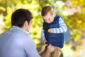 Father and son in nature