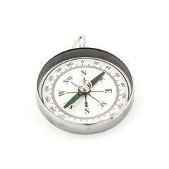 Old compass on white background.