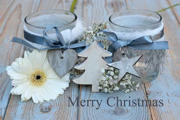 Foto auf Alu-Dibond Mooie grijs met witte kerstdecoratie © trinetuzun