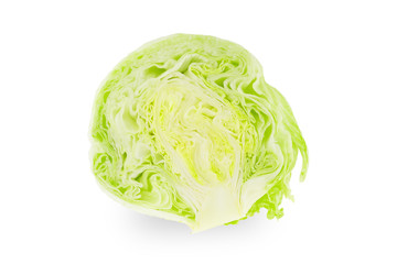 Half of iceberg lettuce on a white background