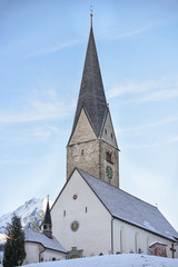 Church in the morning in Kleinwalsertal