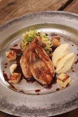 roast partridge plated meal