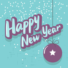 Happy New Year retro style turquoise card