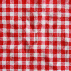 Red and white checkered picnic blanket.