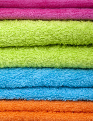 Stack of bath towels background
