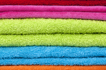 Stack of bath towels background