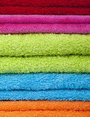 Stack of bath towels background