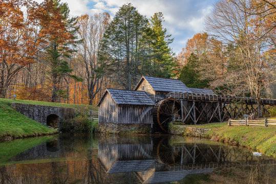 Mabry Mill, a restored gristmill on the Blue Ridge Parkway in Vi