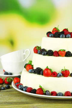 Beautiful wedding cake with berries