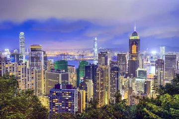 Wandcirkels tuinposter Hong Kong, China Skyline © SeanPavonePhoto