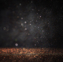 dark glitter vintage lights background. light gold and black. de © tomertu