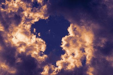 Colorful clouds on the sky. Color toned image.