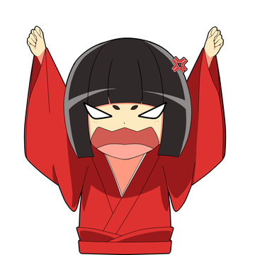 和風着物の女の子/怒り
