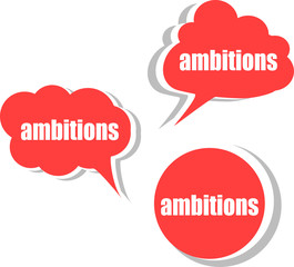 ambitions word on modern banner design template. set