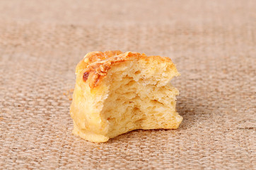 Homemade scones on sackcloth background
