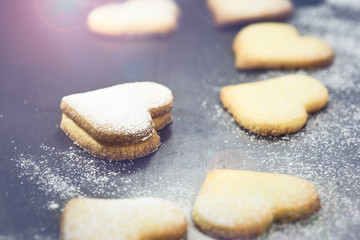Fototapeta na wymiar Shortbread cookies in shape of heart