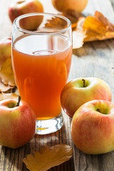 Apple cider ready to drink and ripe organic apples