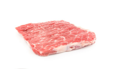 Raw beef on white background