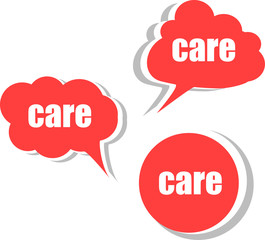 care. Set of stickers, labels, tags. Template for infographics