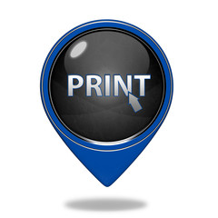 Print pointer icon on white background