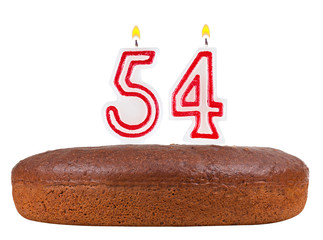 birthday cake with candles number 54 isolated