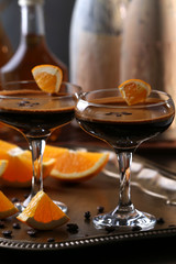 Espresso cocktail served on table
