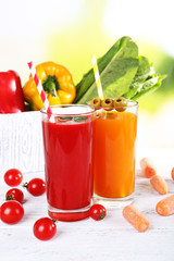 Vegetable juice and fresh vegetables
