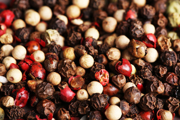 Different types of peppers close up