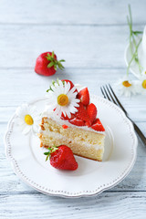 slice of summer strawberry cake