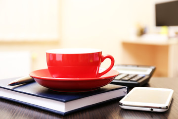 Cup of coffee in office