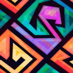 music geometric seamless pattern with grunge effect