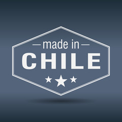 made in Chile hexagonal white vintage label